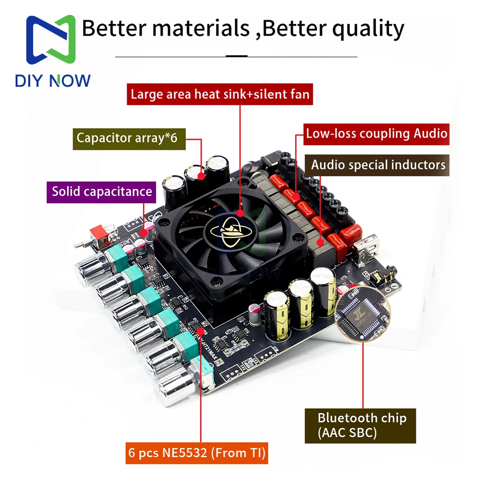 Placa amplificadora para subwoofer DC 12-42V XY-HT21MAX versión mejorada placa amplificadora Bluetooth de 2,1 canales 200W * 2 + 400W TPA3223 - imagen 3