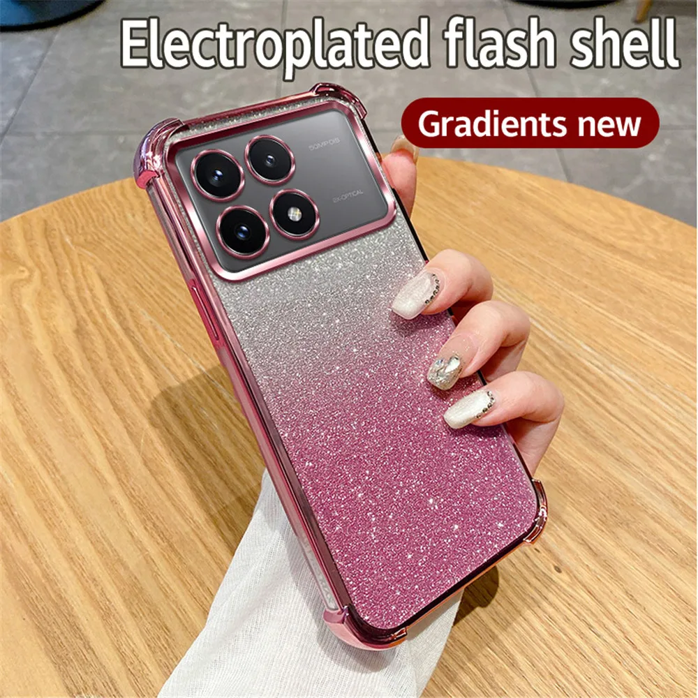 Funda de teléfono transparente a prueba de golpes, cubierta de silicona suave con purpurina para Xiaomi Mi Poco M6 Pro 4G X5 X3 X6 Pro X3 NFC C65 13T 12T Pro - imagen 2