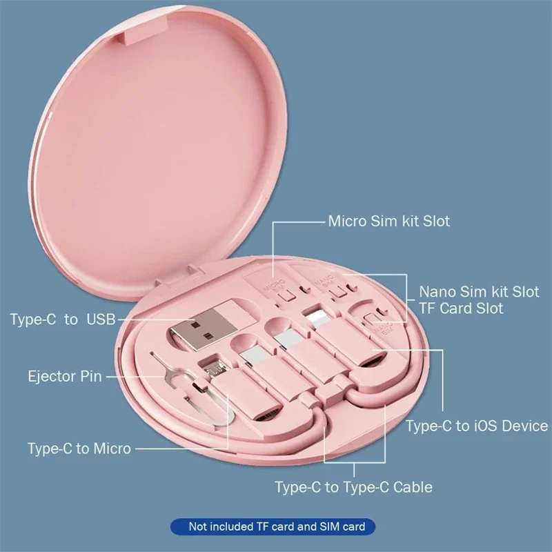 60W Multi tipo C a USB C a Micro USB a iluminación Kit adaptador de carga rápida para IPhone 16 14 15 Pro OTG caja de almacenamiento del convertidor - imagen 2