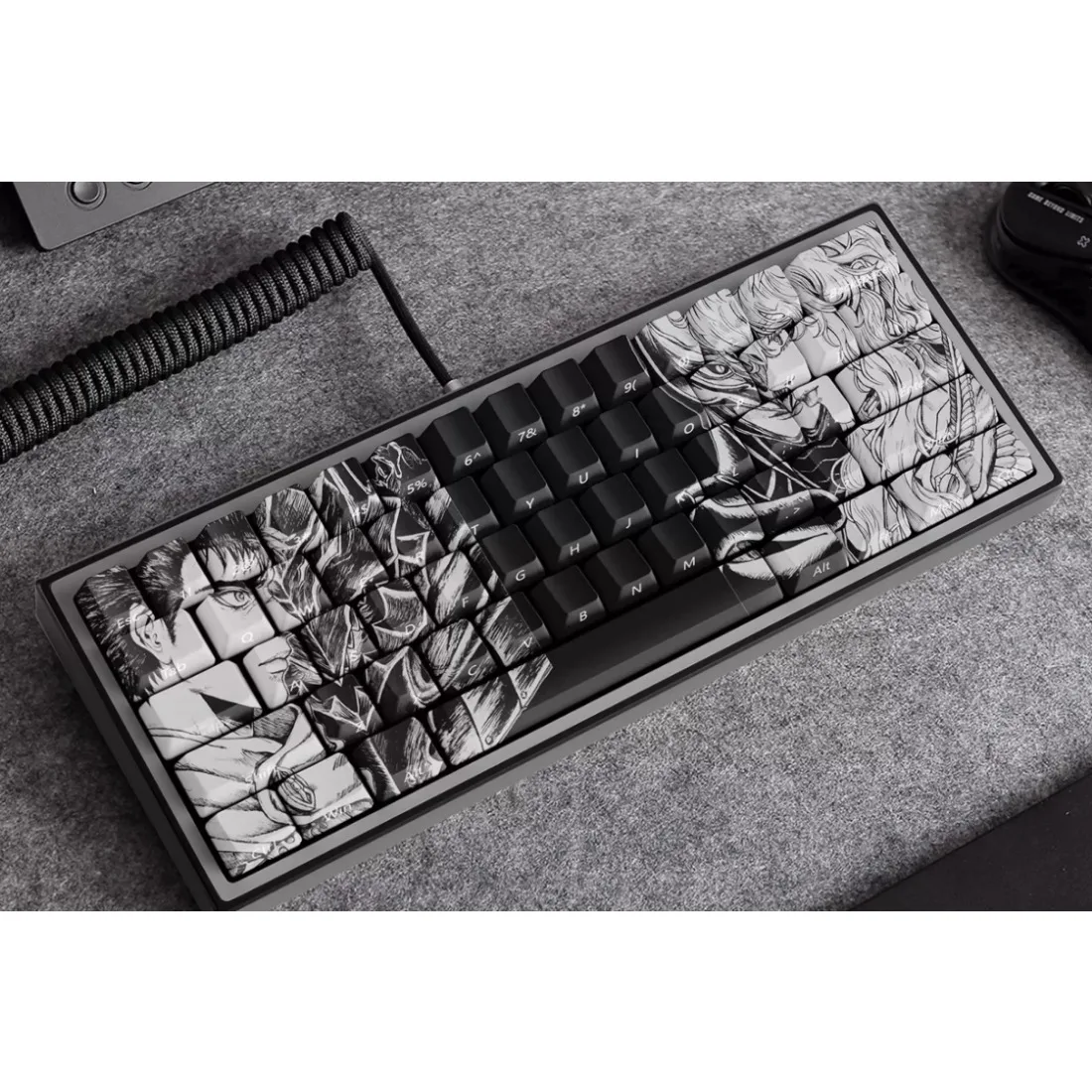 Berserk Keycaps PBT tinte sublimación cereza altura impresión lateral retroiluminación negro para AULA F75 Mad 60he 68he teclado mecánico PC - imagen 4