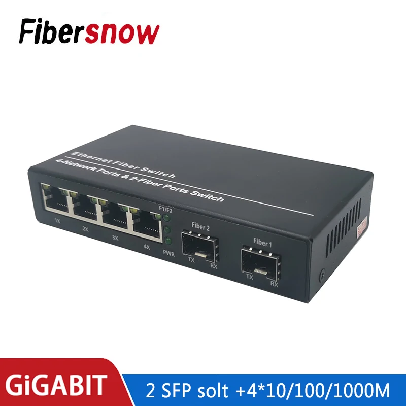Conmutador Gigabit Ethernet, convertidor de medios de fibra óptica 4 RJ45 2 SFP 10/100/1000M, placa de puerto de fibra UTP PCBA 2F4E 2SFP4E - imagen 2