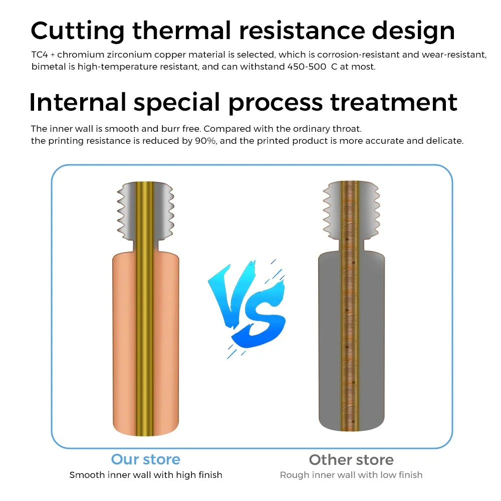 Piezas de impresora 3D E3D V6, garganta V5, CR10, Heatbreak bimetálico, cobre chapado, MK8, garganta para Ender 3 S1/Pro CR10S CR6 SE, alta calidad - imagen 5