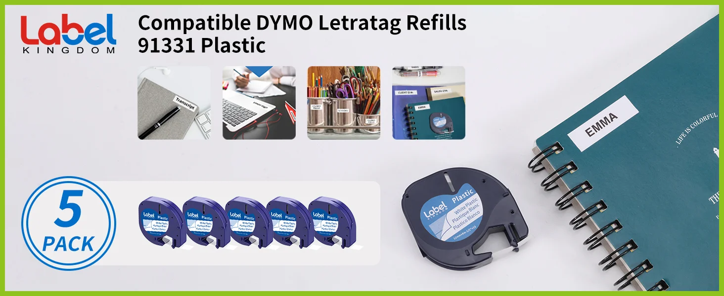 Cinta de etiquetas Dymo Letratag 12mm blanca