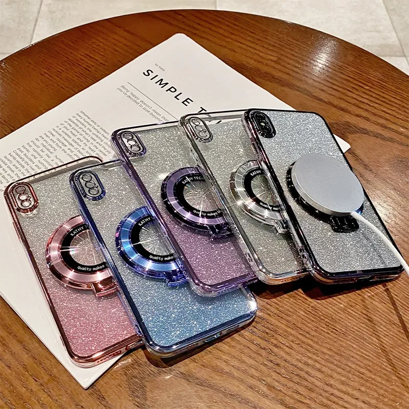 Funda de teléfono con anillo de CD con purpurina gradiente para Samsung Galaxy S9 S10 S25 S21 S22 S23 FE S24 Plus Note 10 20 Ultra S24 A54 5G, funda suave - imagen 5
