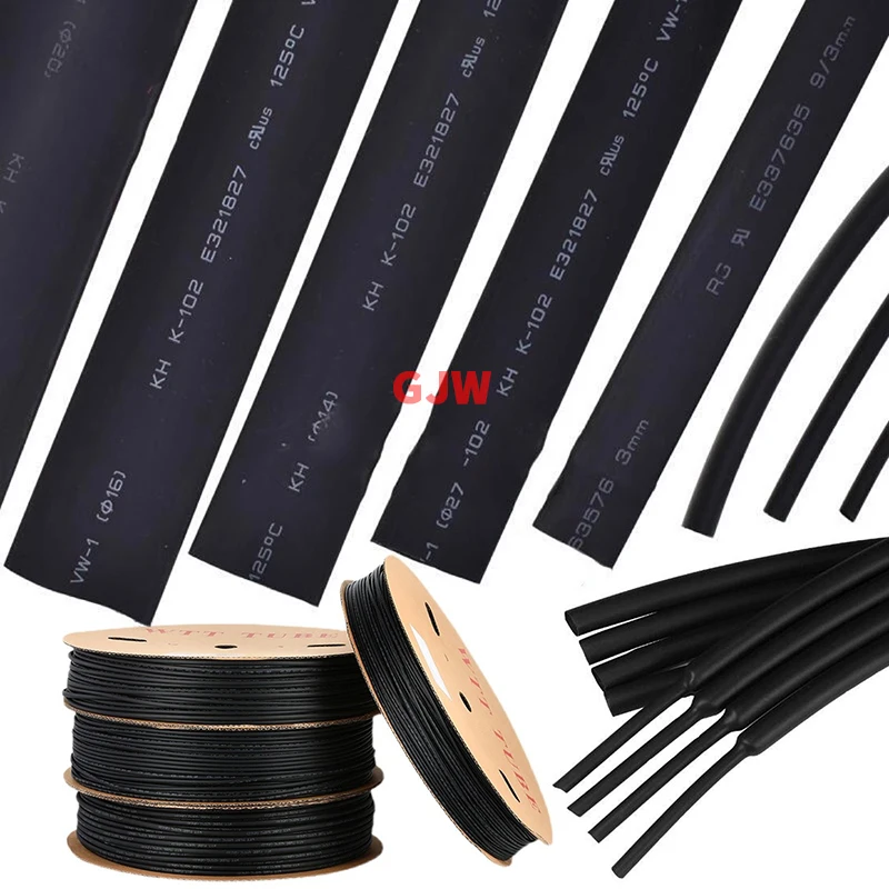 Tubo Termorretráctil Negro 0,6mm 0,8mm 1mm 1,5mm 2mm 2,5mm 3mm 3,5mm 4mm 4,5mm Cable Envoltura 2:1 1 Metro Lote - Vista principal del producto