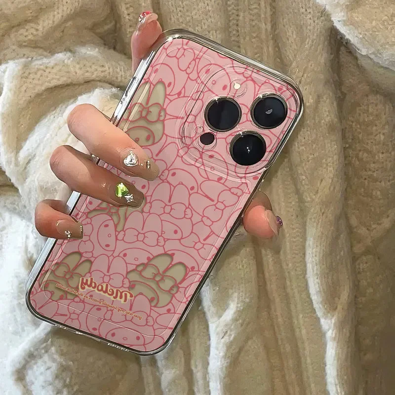 Funda de teléfono de dibujos animados Kawaii My Melody de pantalla completa para iPhone 11 12 13 14 15 16 17 Pro Max X XR XS XSMAX SE 7 8 Plus Y2K - imagen 2