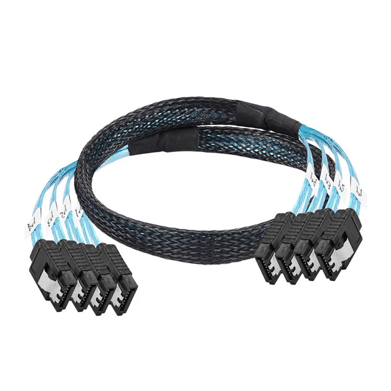 6 unids/set Cable Sata a Sata 4/6 puertos/juego de Cables de fecha Cable Sas de 7 pines Cable HDD de 6Gbps para minería de servidor - imagen 2