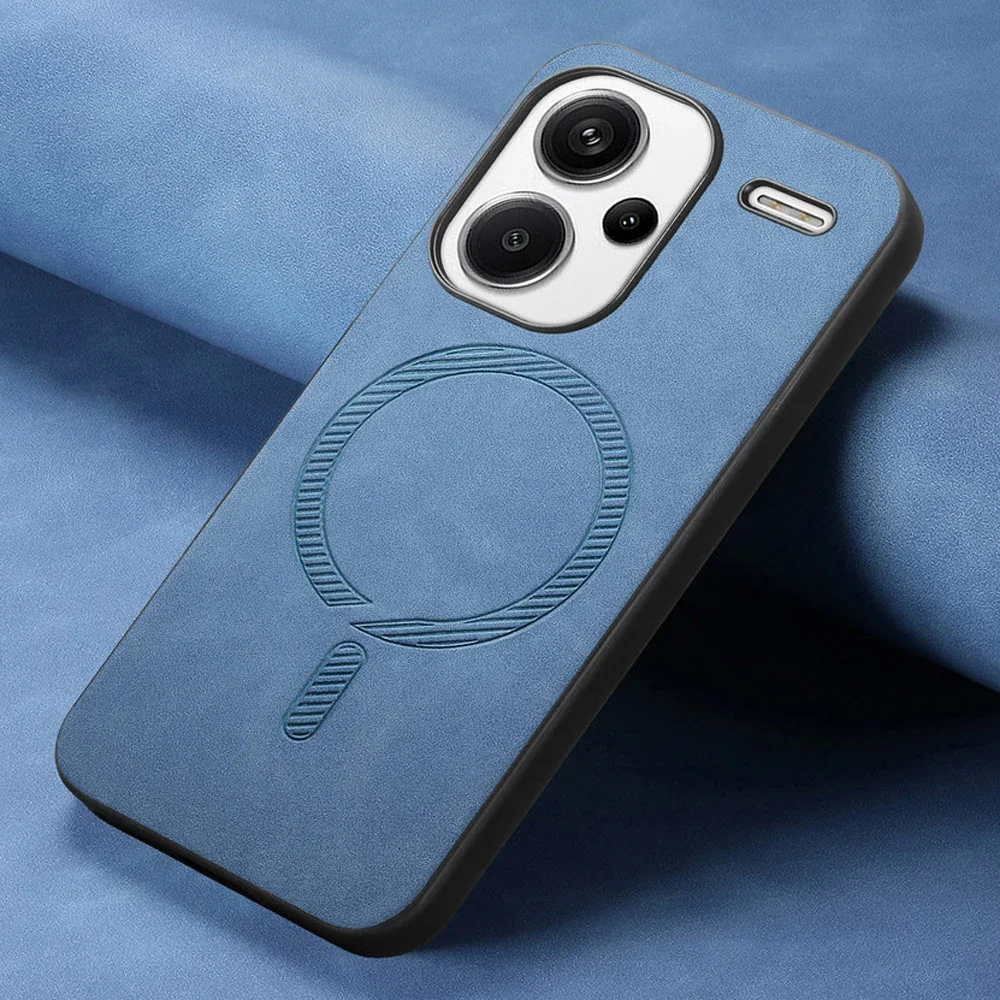 Magsafe-funda trasera magnética de cuero de lujo para Redmi Note 13 Pro Plus Note13 4G 12R 13R Pro, carcasa de carga inalámbrica - imagen 2