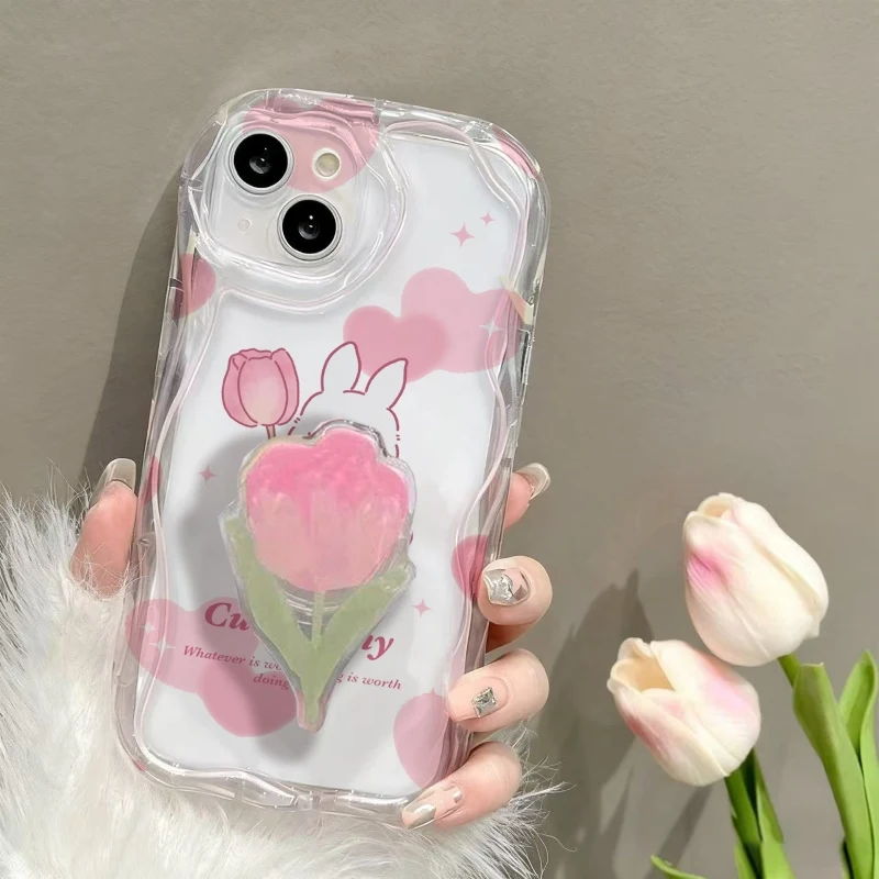 Funda de conejo tulipán 3D para VIVO Y04 Y04S Y19S Y28S Y18S Y03 Y18 Y28 Y17S Y21 Y27 Y36 Y33S Y27S Y10 Y51 Y31 Y20 Y38 Y15S Y35 - imagen 4