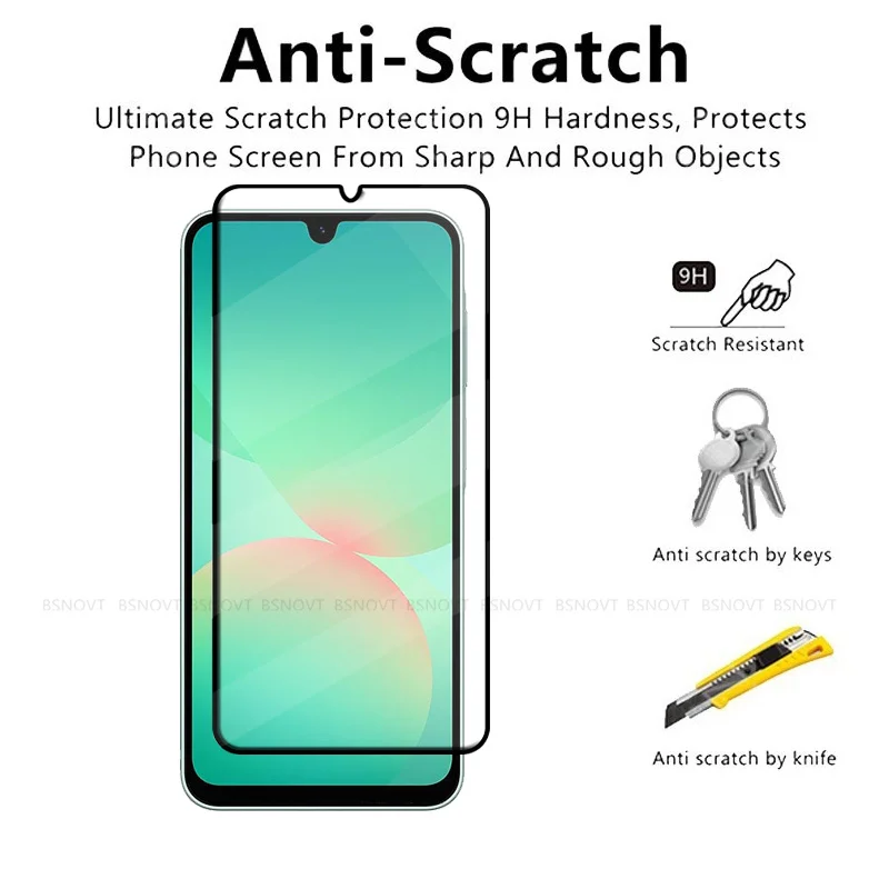 6 en 1 para Samsung A26 vidrio Samsung Galaxy A26 vidrio templado cubierta completa pegamento HD 9H Protector de pantalla Samsung A 26 A26 Len Glass - imagen 3