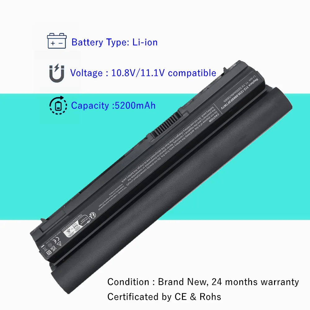 Batería de ordenador portátil de 5200mAh para DELL Latitude E6120 E6220 E6230 E6320 E6330 E6430S FRR0G RFJMW K4CP5 Y61CV J79X4 7FF1K 823F9 9GXD5 - imagen 2