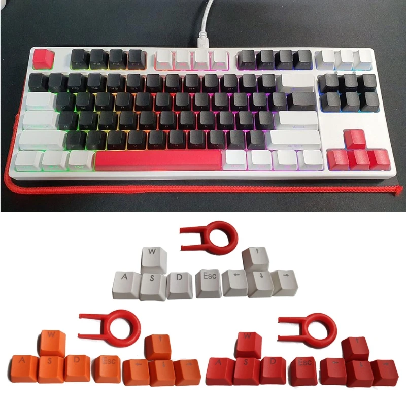 Reemplazo de teclado para teclas aptas para interruptores Cherry MX, teclas retroiluminadas con extractor de teclas WASD/ESC/Direction Keyca