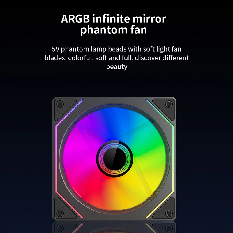 TEUCER 120mm ARGB Infinity Mirror Fan 5V 3Pin/4Pin PWM CPU Ventilador de refrigeración para PC para juegos - Diseño de iluminación silenciosa y cíclica - imagen 3