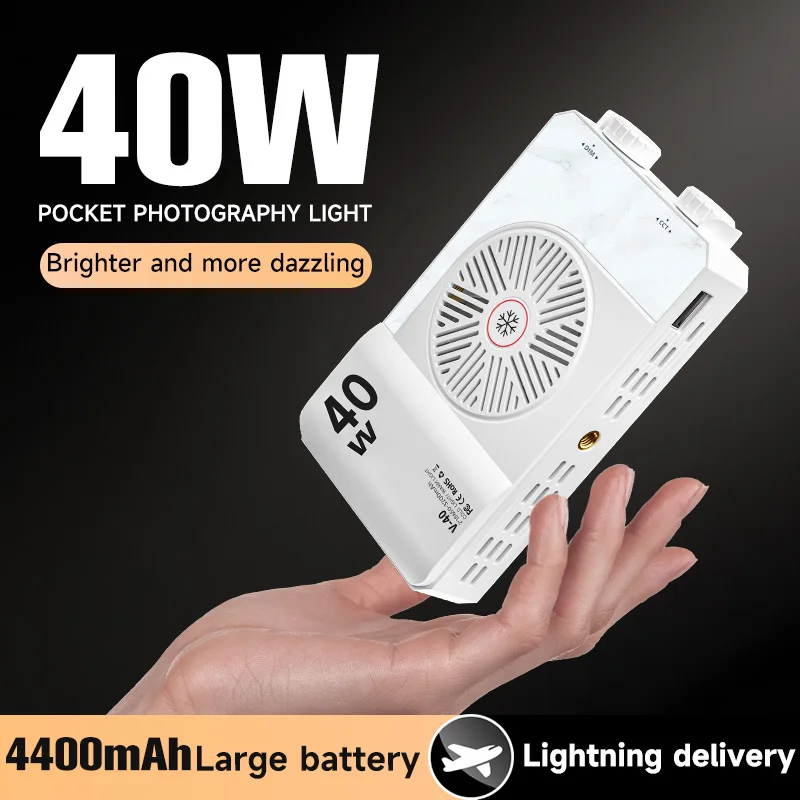 Luz LED para cámara de 40W, luz de relleno portátil de 2800K-9000K, iluminación de fotografía recargable de 4400mAh, Panel de luz portátil - imagen 2