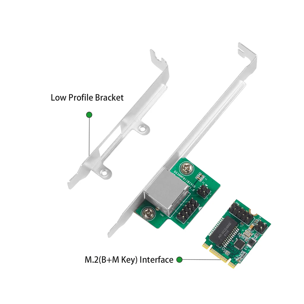 M.2 b-key m-key/M.2 A Key E Key / Mini PCI-e A 1 puerto 10/100/1000Mbps tarjeta de red Gigabit Ethernet RJ45 tarjeta controladora LAN - imagen 4