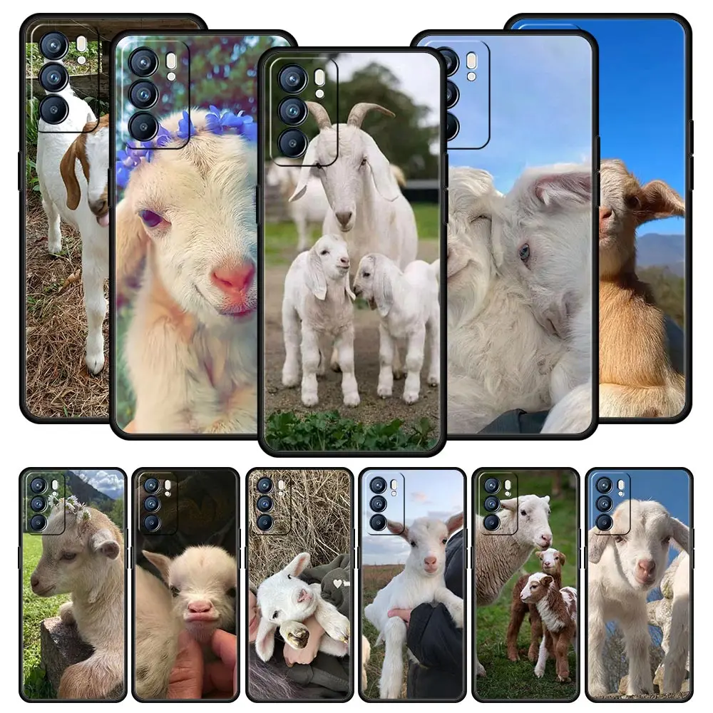 Funda de teléfono para Oppo Reno13 Reno12 Reno11 F Reno10 Pro A54 A53 A95 A76 A74 A57 A98 A80 A79 5G A78 4G cubierta de dibujos animados lindo cabra