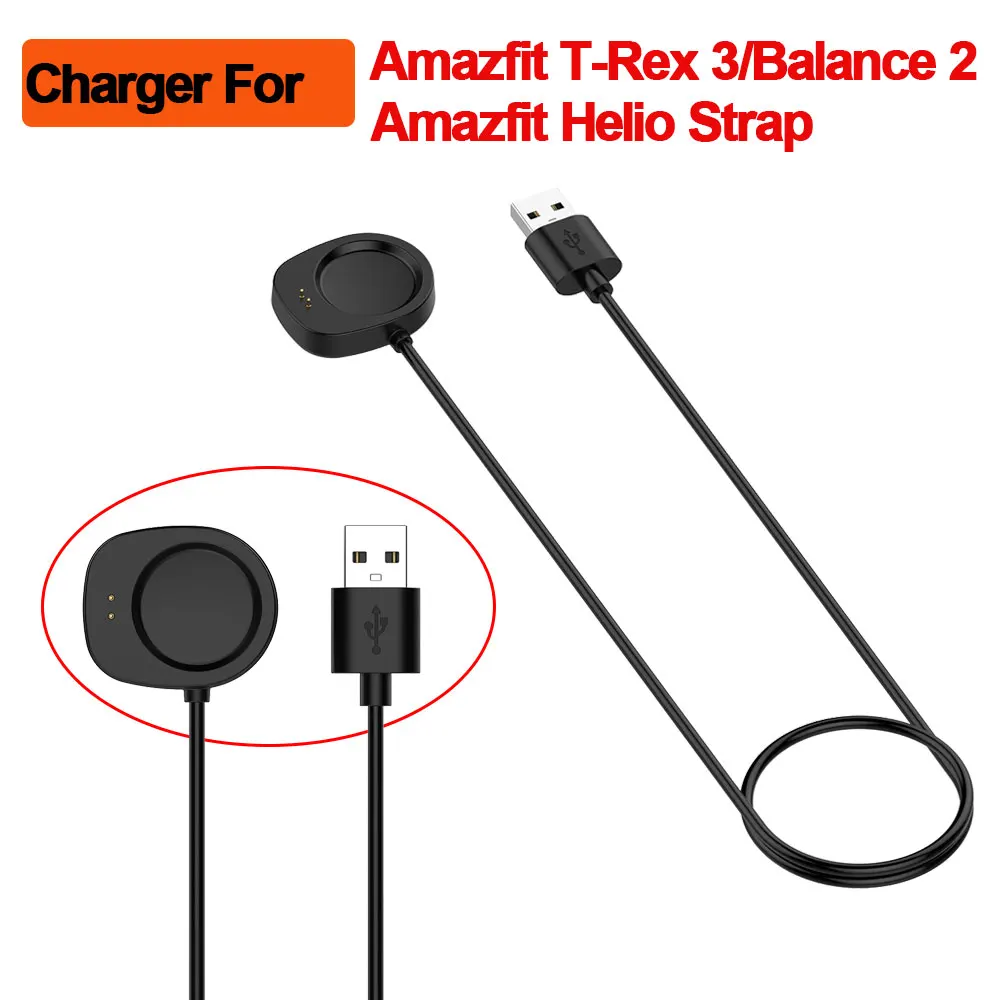 Cable cargador para reloj inteligente Huami Amazfit t-rex 3, Cable de carga de repuesto, accesorios de cargador con correa para Amazfit Balance 2 Helio