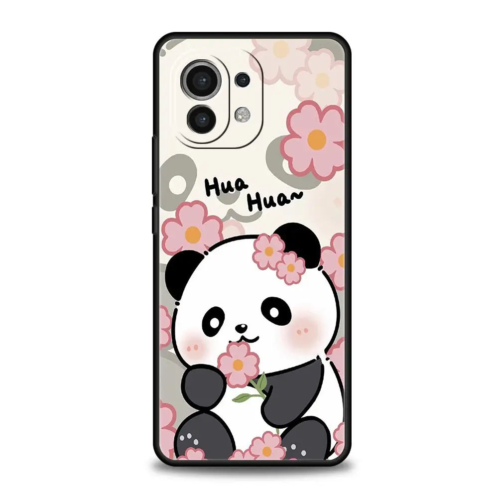 Funda de teléfono para Xiaomi Mi 14, 13, 12, 11 Lite, 13T, 12T, 11x, 11T, 10T, Pro, 9T, Note 10 Lite, cubierta negra suave, Panda lindo, bambú de escalada - imagen 3