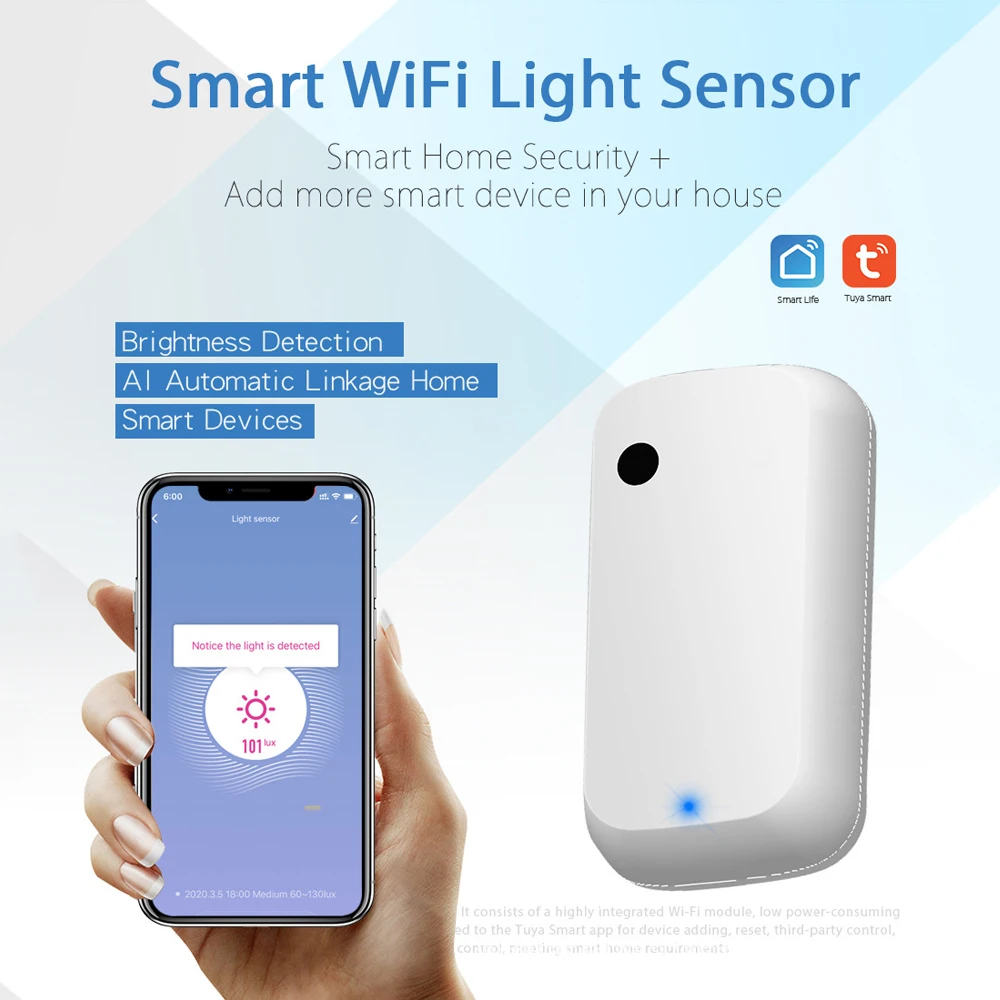 Tuya Zigbee Sensor de luz Wifi, Detector de brillo de iluminación inteligente, automatización del hogar, enlace de vida inteligente - imagen 3
