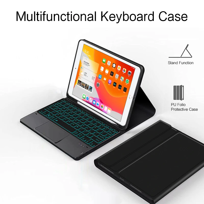 Funda con teclado para iPad de 9. a generación, 10,2 pulgadas, A2602, A2603, A2604, funda con soporte para tableta para ipad 10,2, 9 a/8 a/7 a generación, A2270 Air3 10,5 - imagen 4