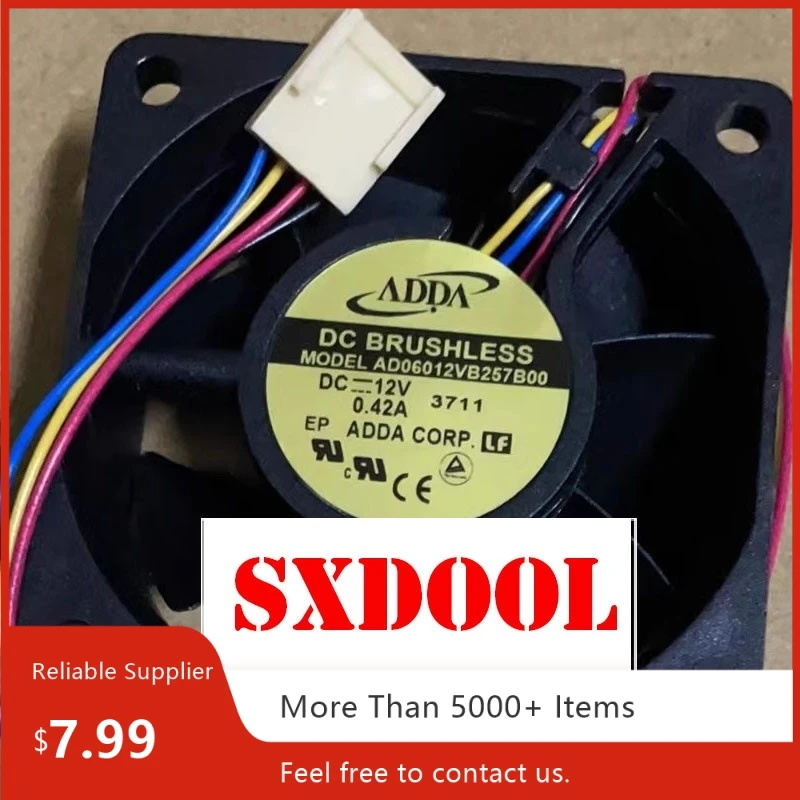 Para ADDA AD0612VB257B00 60x60x25mm DC 12V 0.42A Ventilador de rodamiento de bolas PWM de 4 pines
