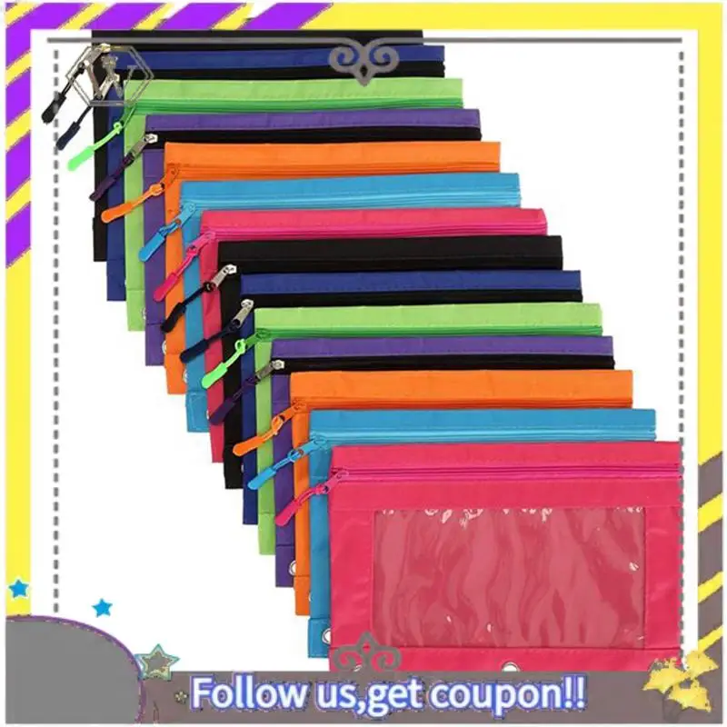 Nuevo Paquete de 14 bolsas para lápices con tiradores de cremallera, para la escuela, la oficina, estuche para lápices de 7 colores - imagen 3