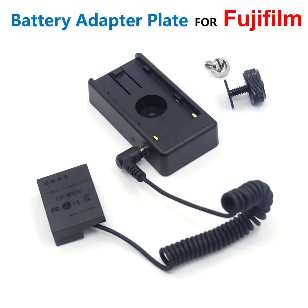 Fuente de alimentación de placa de montaje NP F970 F960 F750 F550 a NP-W126 adaptador de batería falsa CP-W126 para Fujifilm X-T200 X-T30 X-M1 X-T2 X-T3