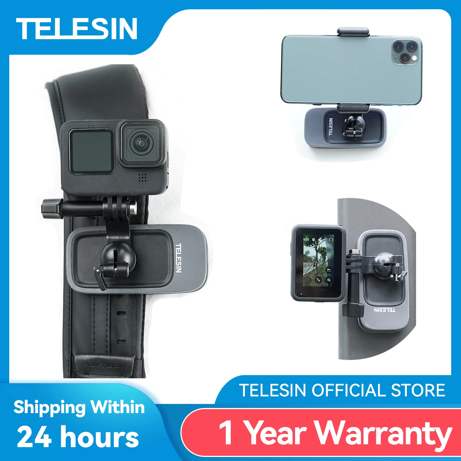 TELESIN mochila magnética correa rotativa 360° para GoPro Insta360 DJI - imagen 2