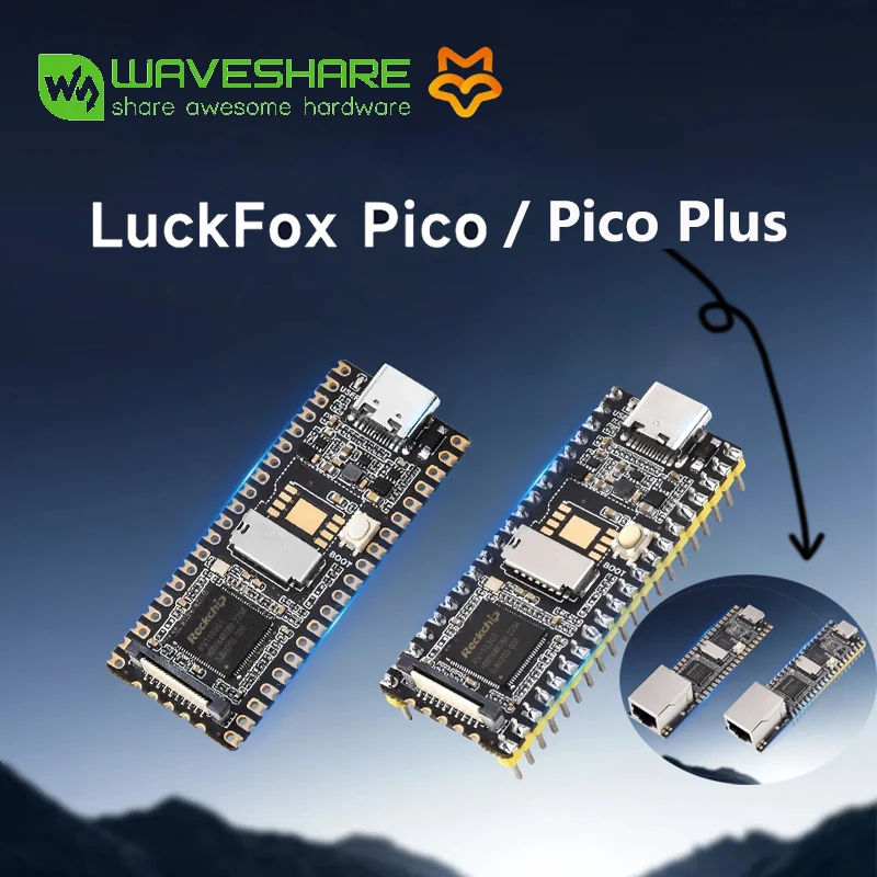 Placa de desarrollo micro Linux LuckFox Pico / Pico Plus RV1103, integra procesadores A-RM Cortex-A7/RISC-V MCU/NPU/ISP