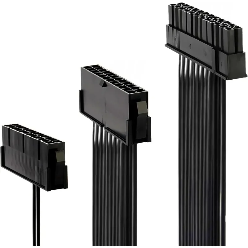 Adaptador de línea de alimentación síncrona de doble fuente de alimentación de 24 pines, para placa base ATX, cable de extensión de interfaz de alimentación de caja de 24 pines de 30 cm - imagen 3