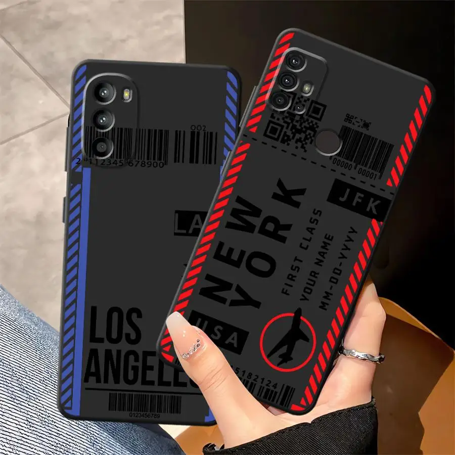 Funda de paso de embarque creativa para Motorola Mot G53 G30 G52 G32 G60 Edge 20 Pro 30 Lite G60s G50 G22 Edge40 G71 G51 G73 negro suave