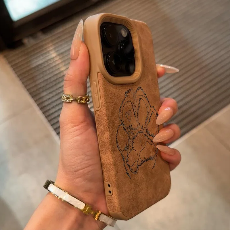 Funda con diseño de corazón de garra para iPhone 16, funda de teléfono Compatible con iPhone 16 15 14 13 12 11 Pro Max XS X XR, Funda de cuero de imitación - imagen 5