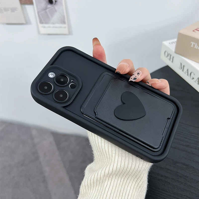 Bolsa para tarjetas con forma de corazón de amor 3D, funda con soporte para ranura para Xiaomi Poco X6 X5 X3 F5 F6 M6 X7 Pro Mi 14T 14 13T 13 12T 12 11 Lite 5G - imagen 4