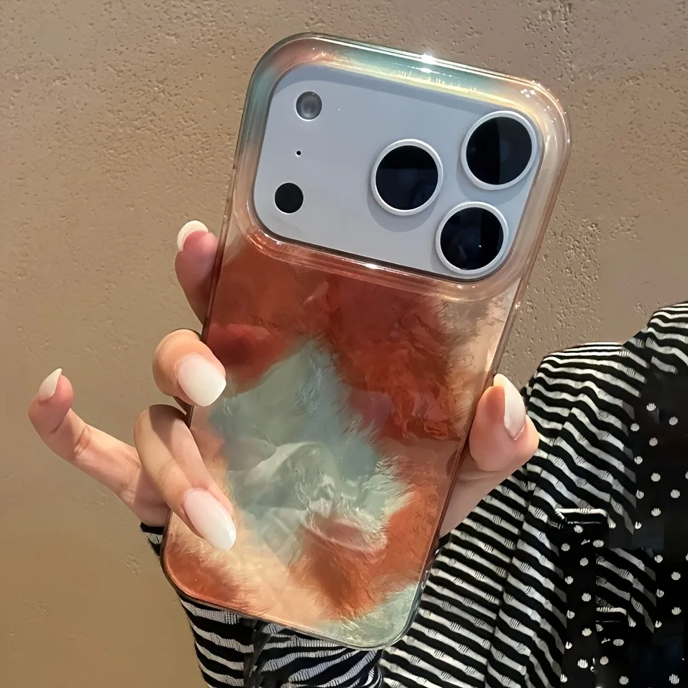 Funda de teléfono con patrón glacial láser de Color degradado azul marrón de lujo para iPhone 17 16 15 14 13 12 11 Pro Max XS XR X 7 8 Plus - imagen 3