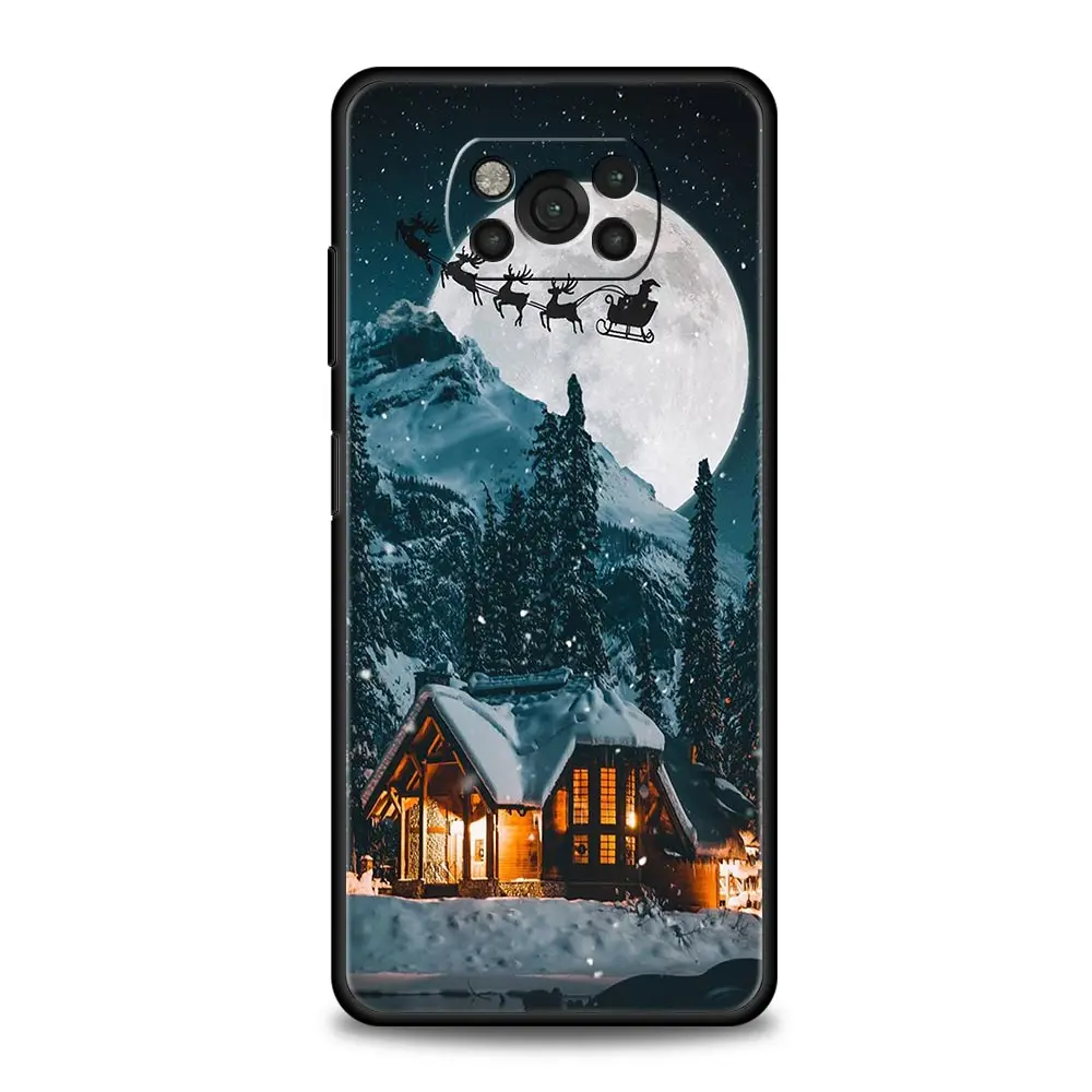 Funda de teléfono para Xiaomi Poco X6 X5 X4 Pro 5G X3 NFC F5 F4 M5 M4 M3 F3 GT C51 C50 C55, cubierta negra suave, estampado gráfico de Navidad - imagen 2