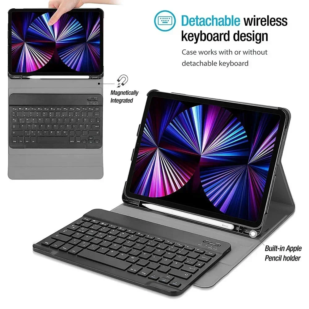 Para iPad Air 5 4 10,9 funda con teclado magnético Pad air 11 Pro 11 13 12,9 9,7 10,2 7 8 9 10th Gen Air 3 10,5 funda con soporte inteligente - imagen 3