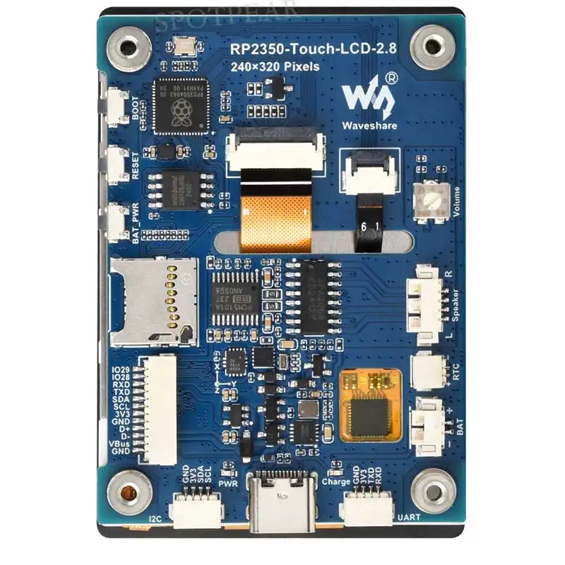 Pantalla táctil capacitiva LCD de 2,8 pulgadas Placa de desarrollo RP2350 Pantalla 240x320 QMI8658 6 ejes /PCM5101 Audio / - imagen 4
