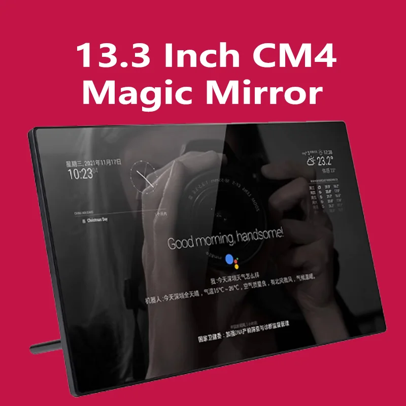 Waveshare Espejo mágico CM4 de 13,3 pulgadas, compatible con pantalla táctil Raspberry Pi CM4/chat por voz/pantalla táctil capacitiva