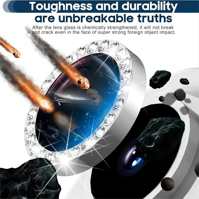 Funda protectora de lente de cámara de cristal de diamante brillante para IPhone 14 15 13 11 12 16 Pro Max 16 Plus 12 13 Mini cubierta de anillo de Metal de parachoques - imagen 2