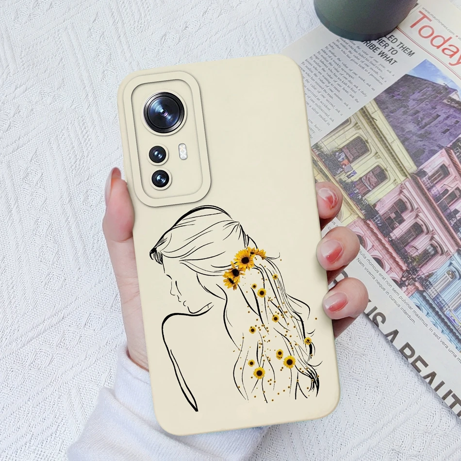 Funda de teléfono para Xiaomi 12 Pro Lite, carcasa antideslizante de silicona líquida con estampado de Color caramelo, cobertura completa - imagen 5