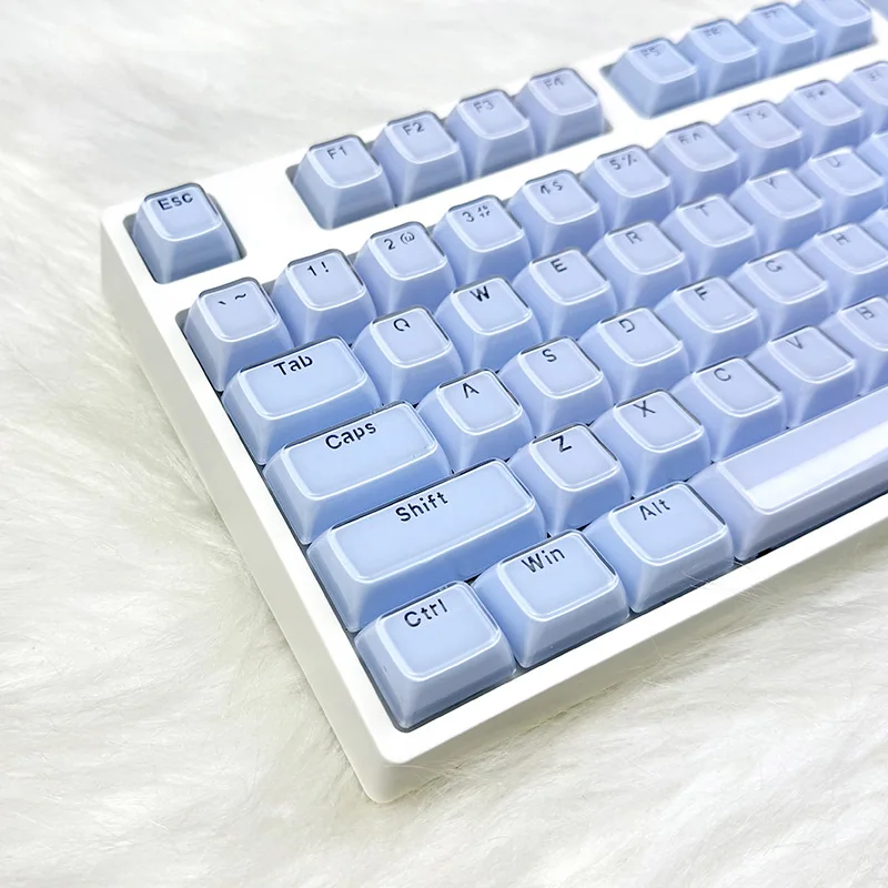 136 teclas azul translúcido brillo a través de teclas de PC Jello Crystal Doule Shot transparente ABS Keycap perfil ASA para teclado de interruptores MX
