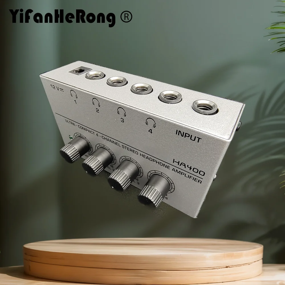 Mini amplificador de auriculares de 4 canales HA400 Audio estéreo ultracompacto con 2 uds. Convertidor adaptador de Audio con enchufe Jack de 6,5 MM a 3,5 MM - imagen 2