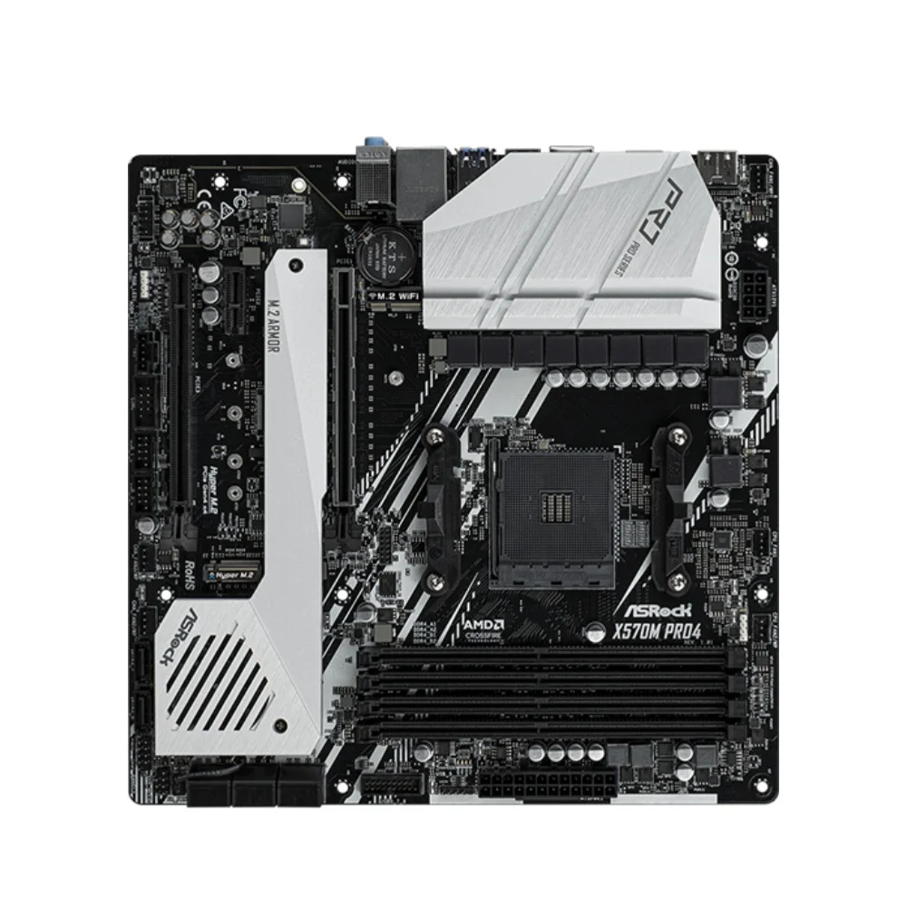 Placa base ASRock nueva X570M Pro4 AMD X570 compatible con 5800X 5700x3D 5600G CPU 4xDDR4 4200 + PCIe 4,0 M.2 mATX AM4 - imagen 3