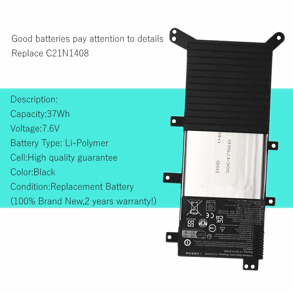 C21N1408 Batería para portátil ASUS VivoBook 4000 MX555 V555L V5555LB V555U Series - imagen 3