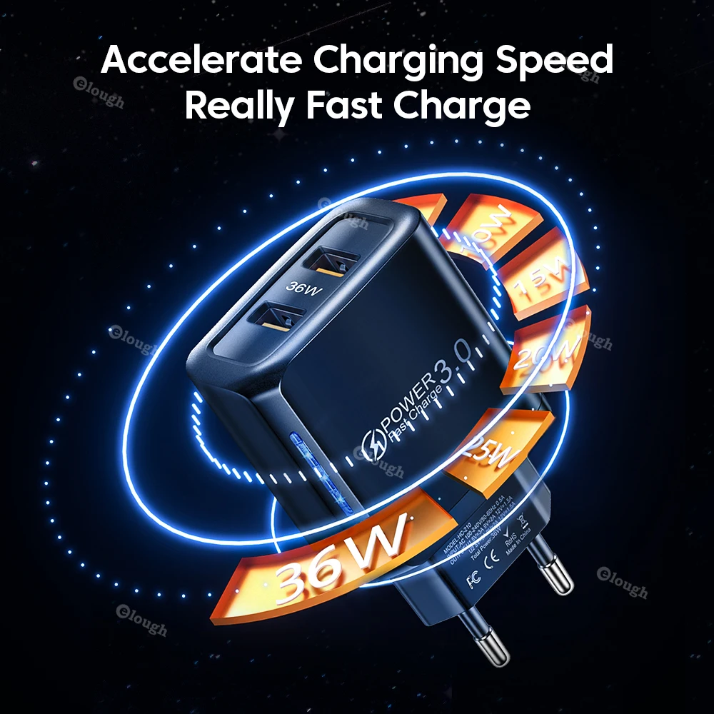 Elough-cargador USB tipo C de 36W, adaptador de carga rápida para iPhone 13 14, iPad, Xiaomi, Samsung QC PD 3,0 - imagen 3
