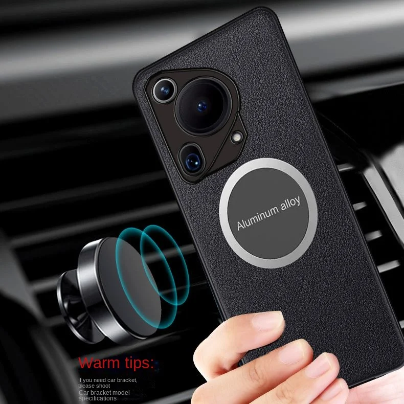 Funda trasera protectora magnética de cuero vegano suave para Huawei P70, P60, P50, P40, P30 Pro - imagen 2