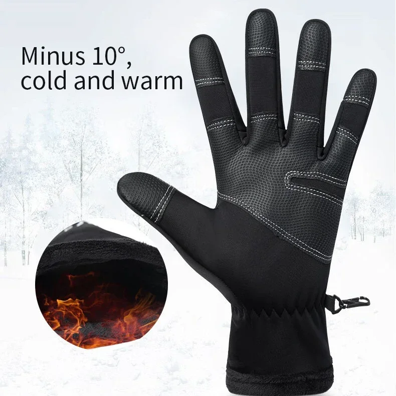 Motorcycle Gloves Winter Cold-proof Full Finger Thermal Touch Screen Windproof Warm Gloves Running Sports Hiking Cycling Gloves - imagen 4