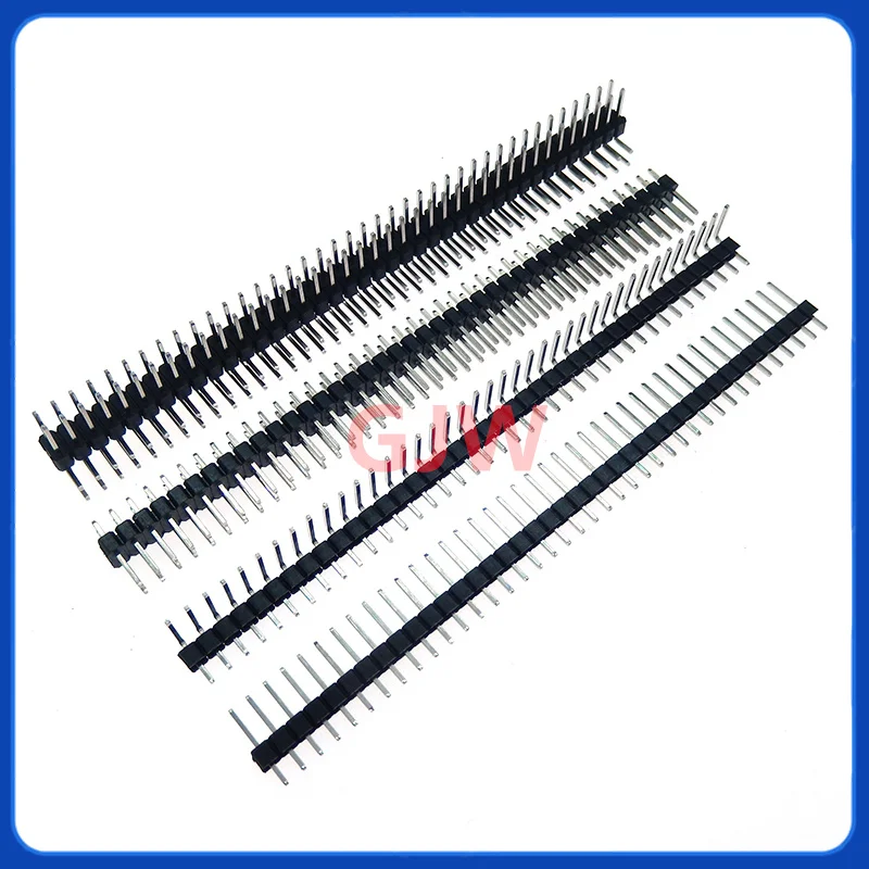 Tira de conector de cabezal de Pin rompible para Arduino, 10 piezas, 40 Pines, 1x40, 2x40, macho de doble fila, 2,54 MM, negro, 2,54 MM, 90 grados - imagen 3