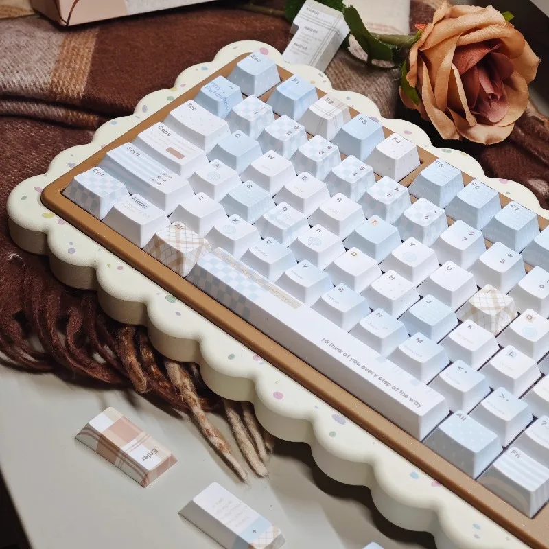 Juego de teclas con tema azul cacao, tapa de teclado con perfil de cereza/FOA de sublimación PBT personalizada para accesorios de teclado mecánico - imagen 2