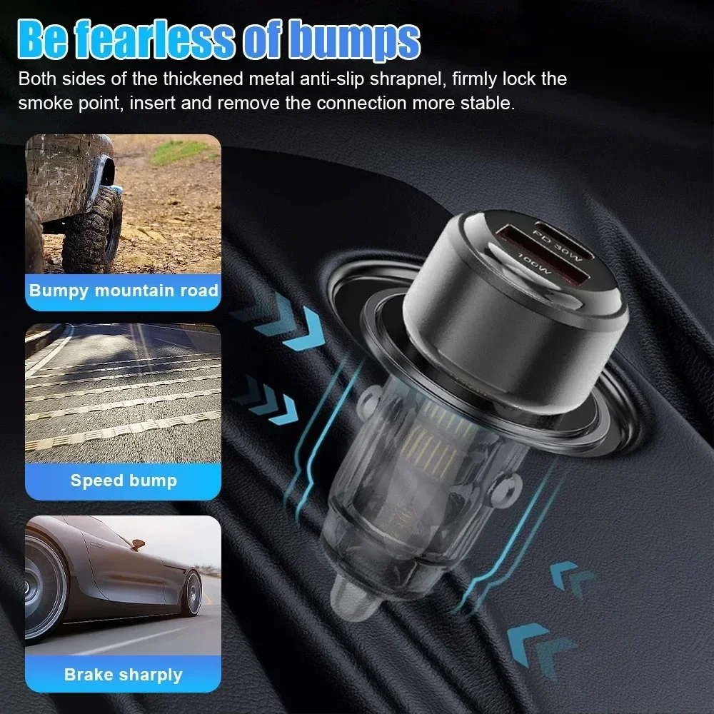 Mini cargador de coche 130W, adaptador de cargador de teléfono de coche de carga súper rápida para iPhone, Samsung, Xiaomi, Huawei, cargador USB tipo C en el coche - imagen 4
